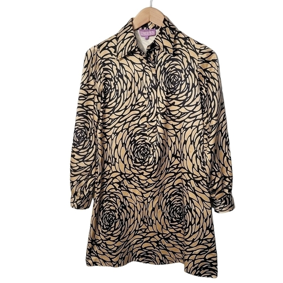 Vivienne Tam Dresses & Skirts - Vivienne Tam Gold Floral Print Long Sleeve Mini Dress